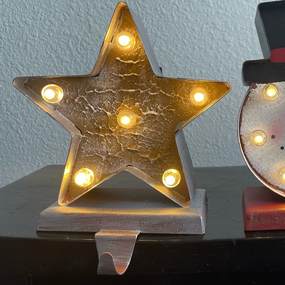 Glitzhome Light-Up Silver Star Stocking Holder